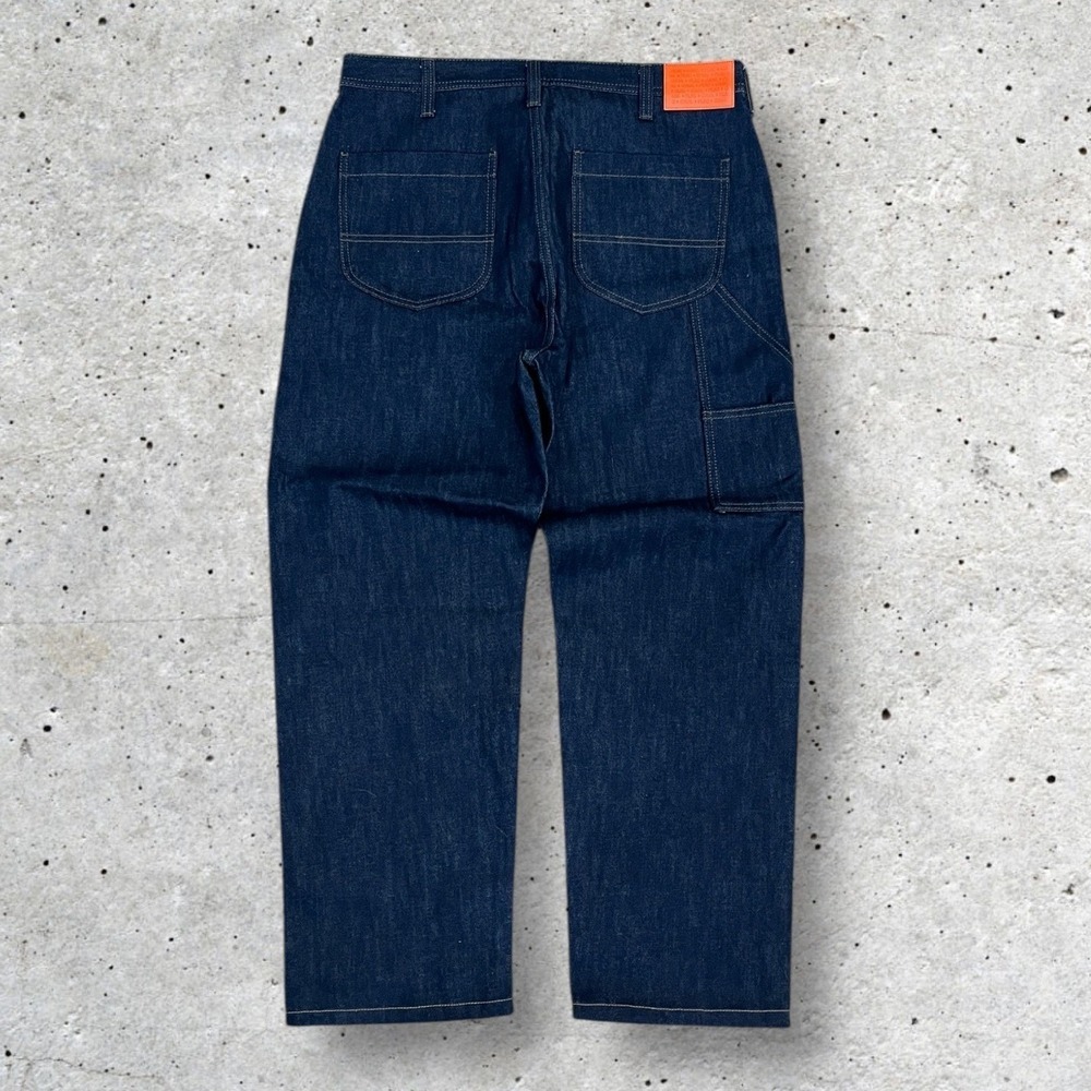 PLAC x O.A.M Wide Raw Denim Carpenter Jeans Mens Size 34 Dark Wash - Picture 4 of 10
